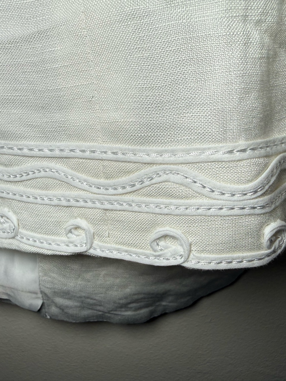 Dressbarn Woman White Embroidered Mandarin Style Linen Blend Open Blazer Sz 20W - Picture 10 of 12